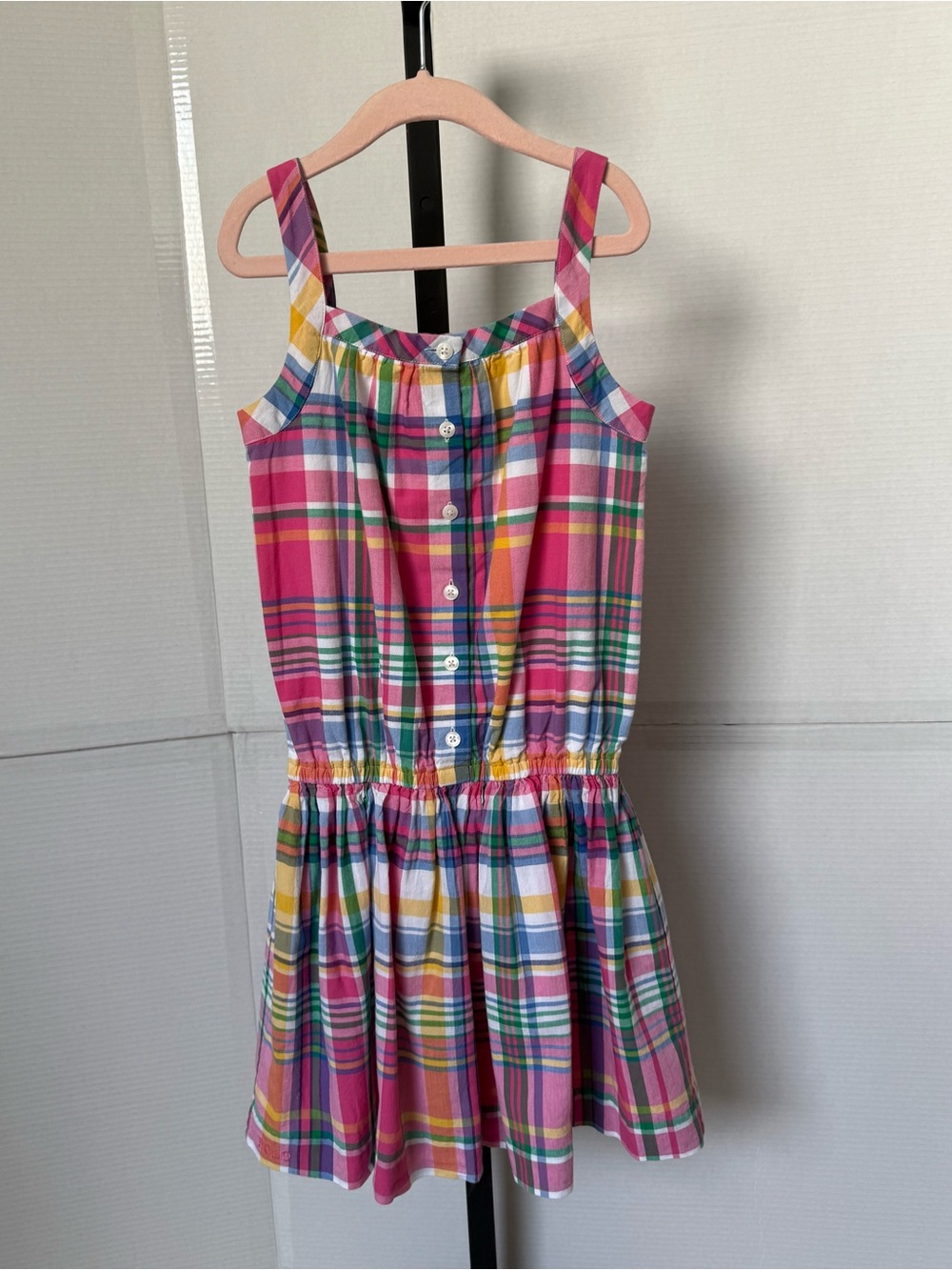 Girl’s Polo by Ralph Lauren Pink Plaid Cotton Madras Sundress Size 8